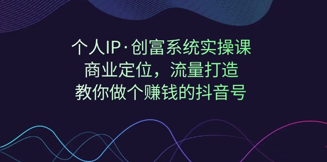 个人IP·创富系统实操课：商业定位，流量打造，教你做个赚钱的抖音号v-橙雨网赚