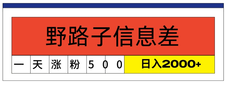 最新《1000个野路子信息差》新玩法，文字视频，单个作品暴粉5000+，小白轻松上手-橙雨网赚